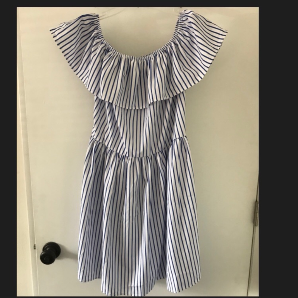 Nautical Inspired off shoulder sun dress